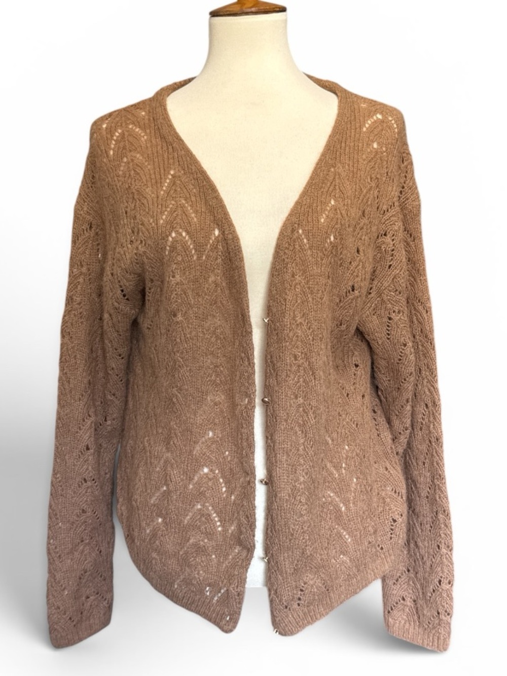 Wilfred Camel Brown Open-Front Knit Cardigan